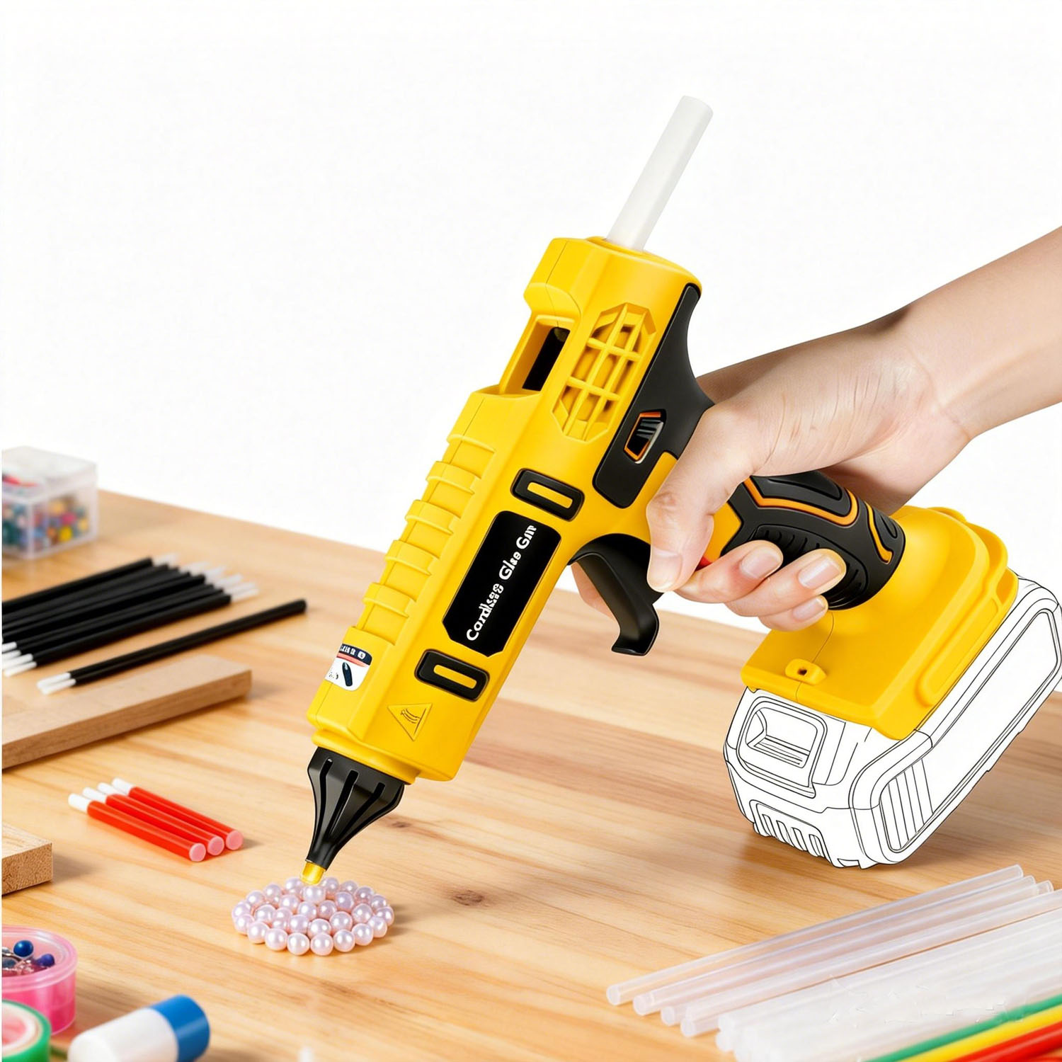 Hot Melt Glue Gun Cordless - Pistola de pegamento caliente inalámbrica de