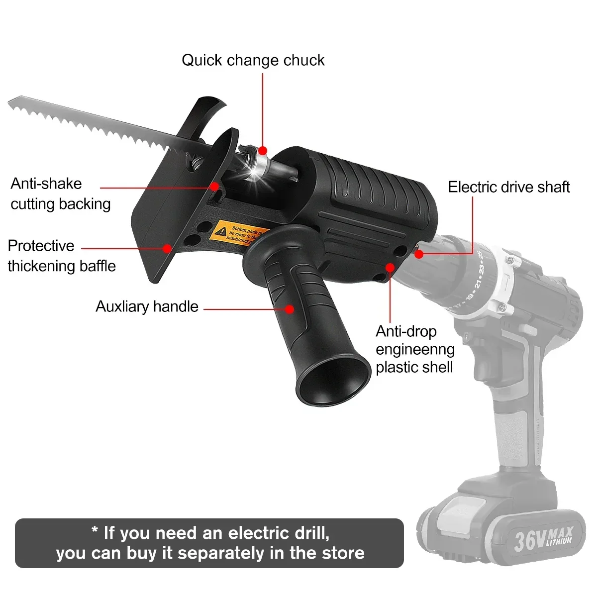 Adaptador de sierra alternativ - Reciprocating Saw Attachment Drill reseña y precio