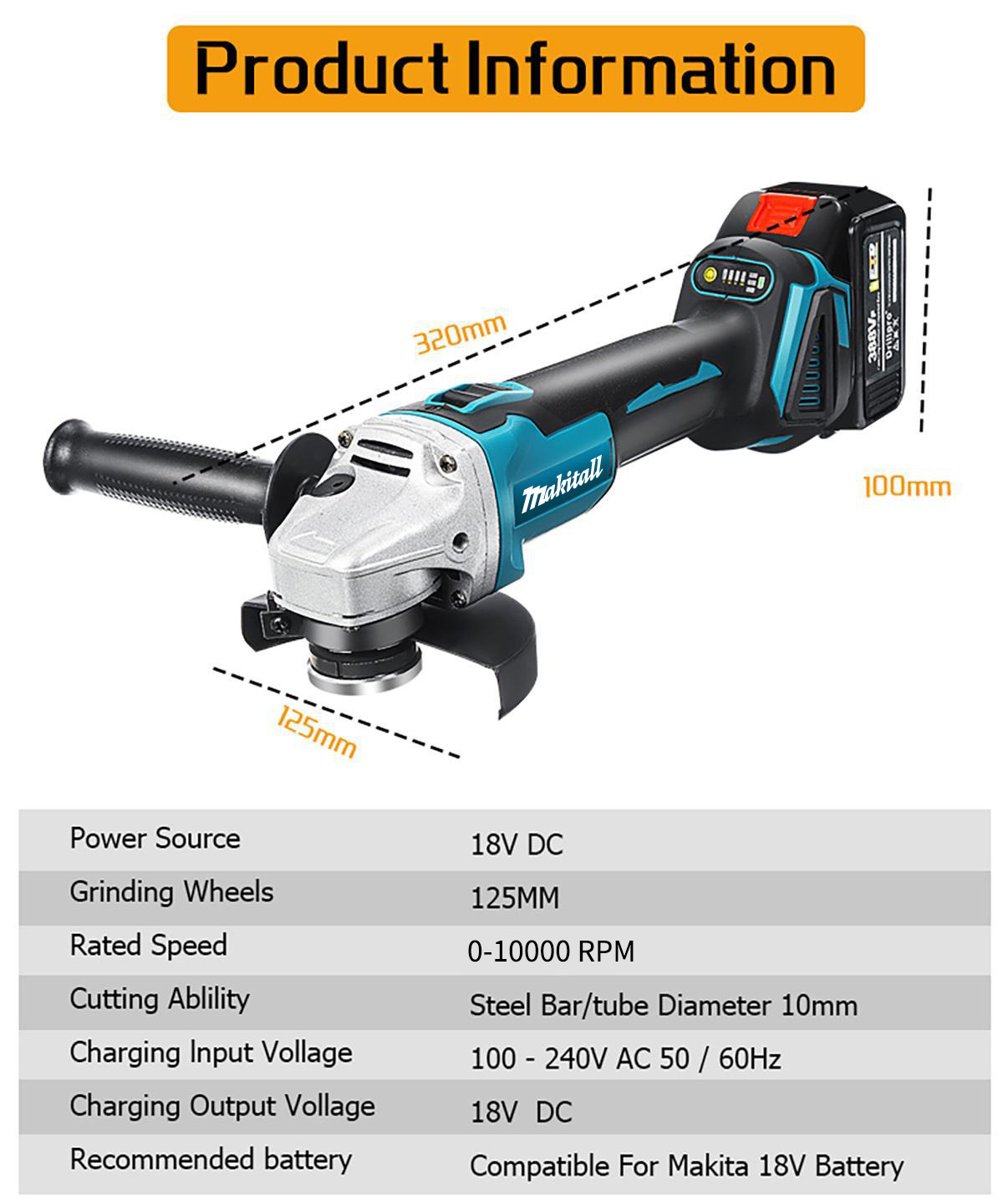 Amoladora angular sin escobill - Brushless Angle Grinder Battery Powered reseña y precio