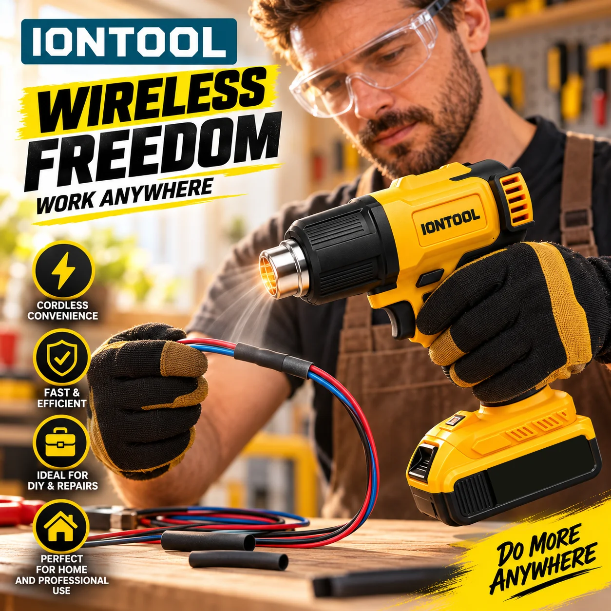 IONTOOL Amarillo 550 ℃   Pisto - Cordless Heat Gun For Shrink Tubing reseña y precio